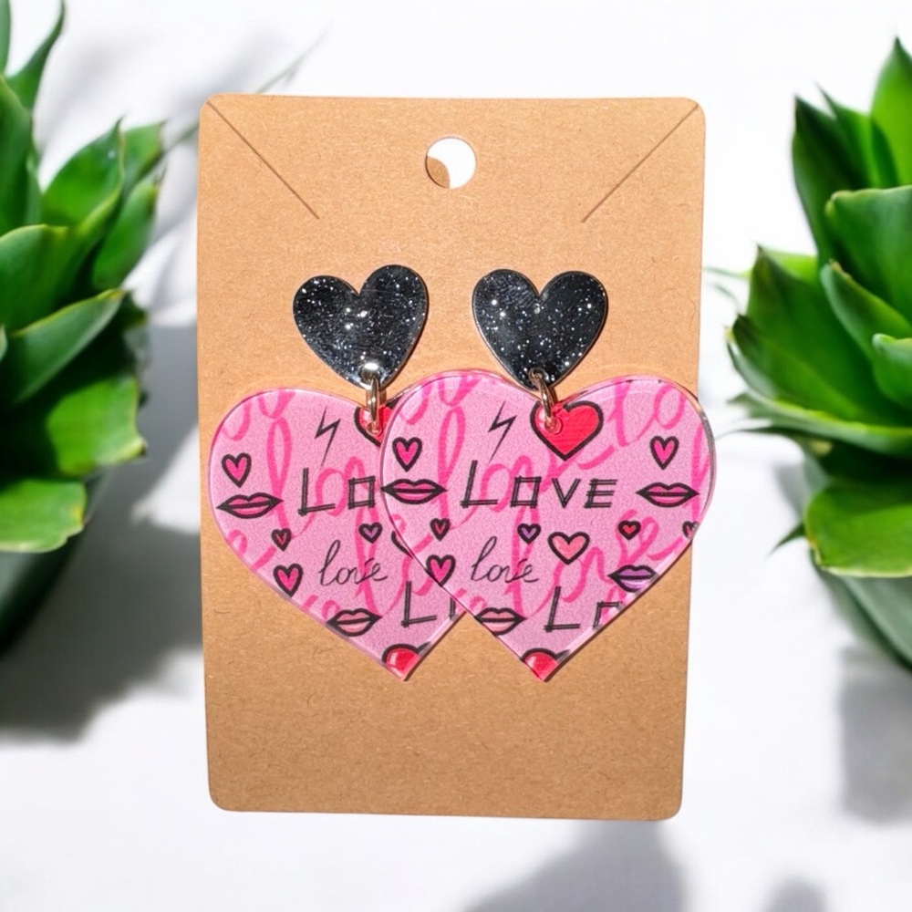 Women's Lightweight Acrylic Love Lips Valentines Day Earrings